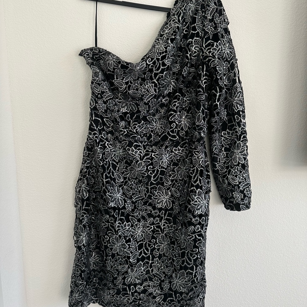 Ralph Lauren Black and White Floral Long Sleeve Dress